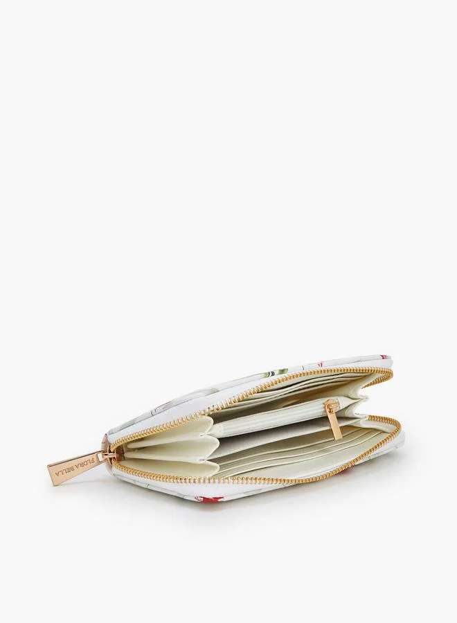 Flora Bella By Shoexpress WHITE Floral Print Wallet With Zip Closure for Women | Best Price UAE